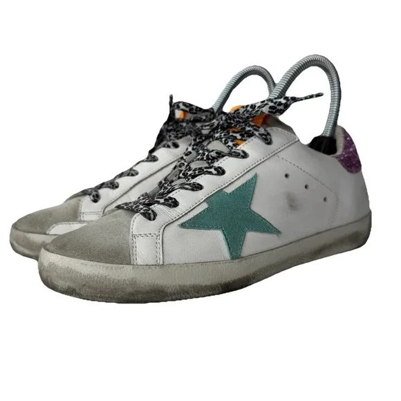 Golden Goose Superstar Classic with List Glitter Sneaker Shoes Womens 36 US 6 - Picture 4 of 16